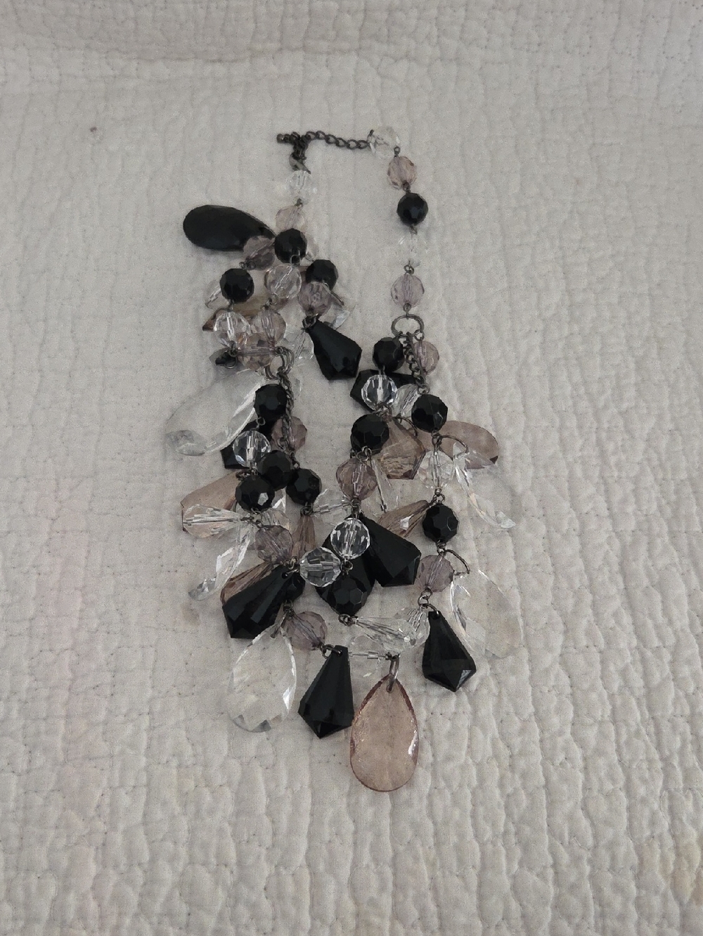 Elegant Black and Clear Multi-Bead Statement Necklace